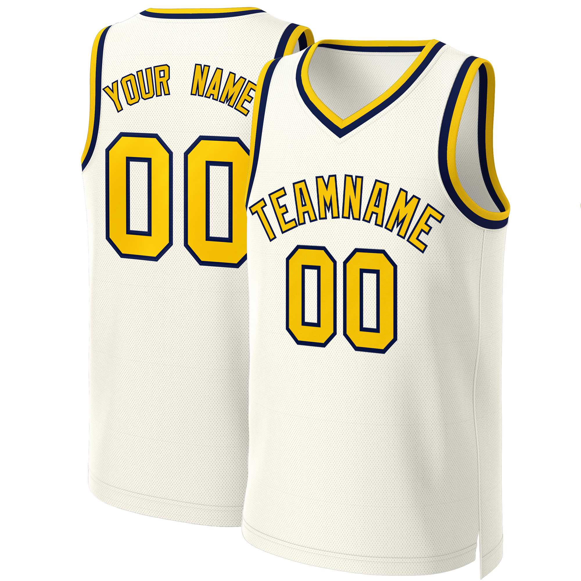 Custom Khaki Yellow-Navy Classic Tops Basketball Jersey