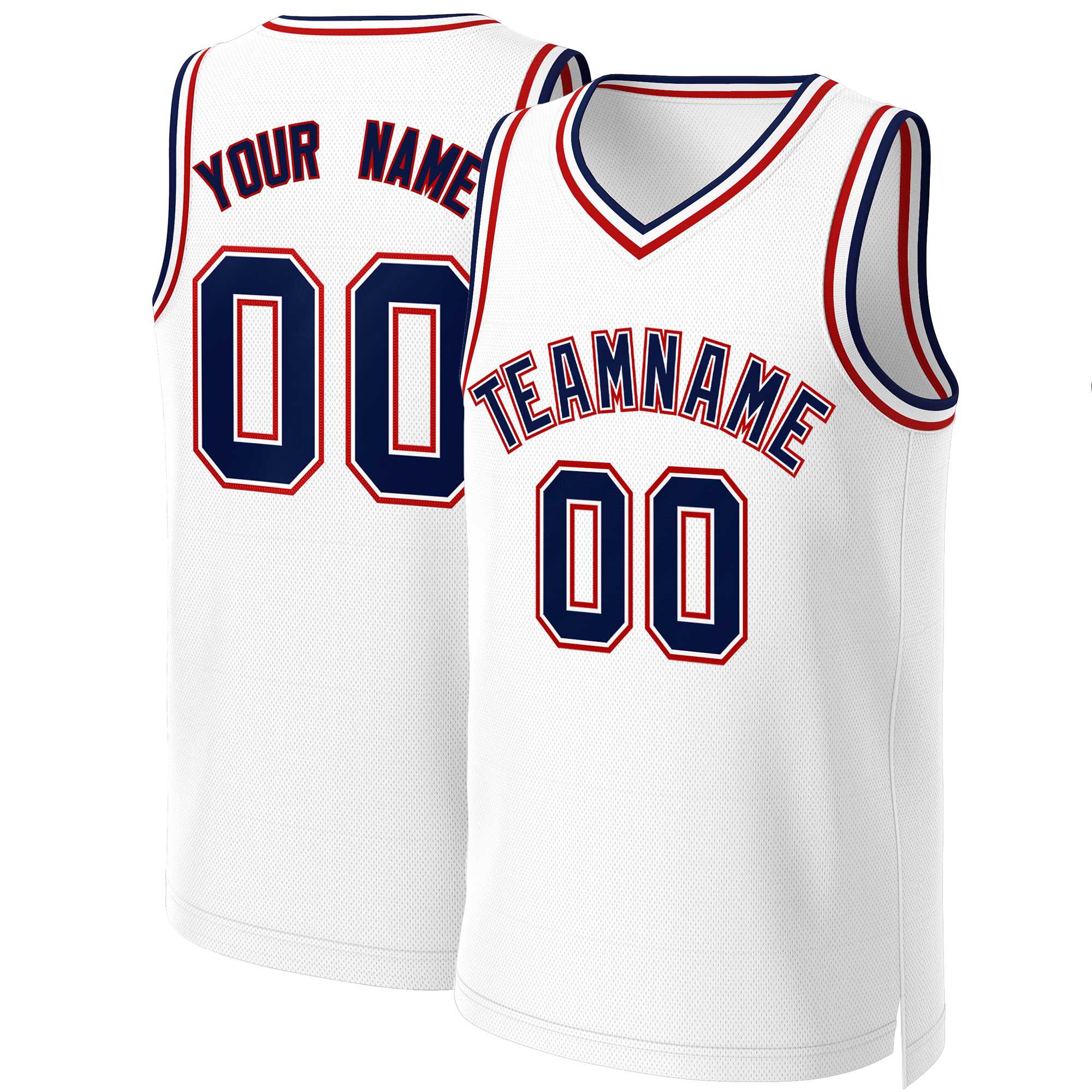 Custom White Navy-White Classic Tops Basketball Jersey