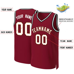 Custom Maroon White-Orange Classic Tops Basketball Jersey