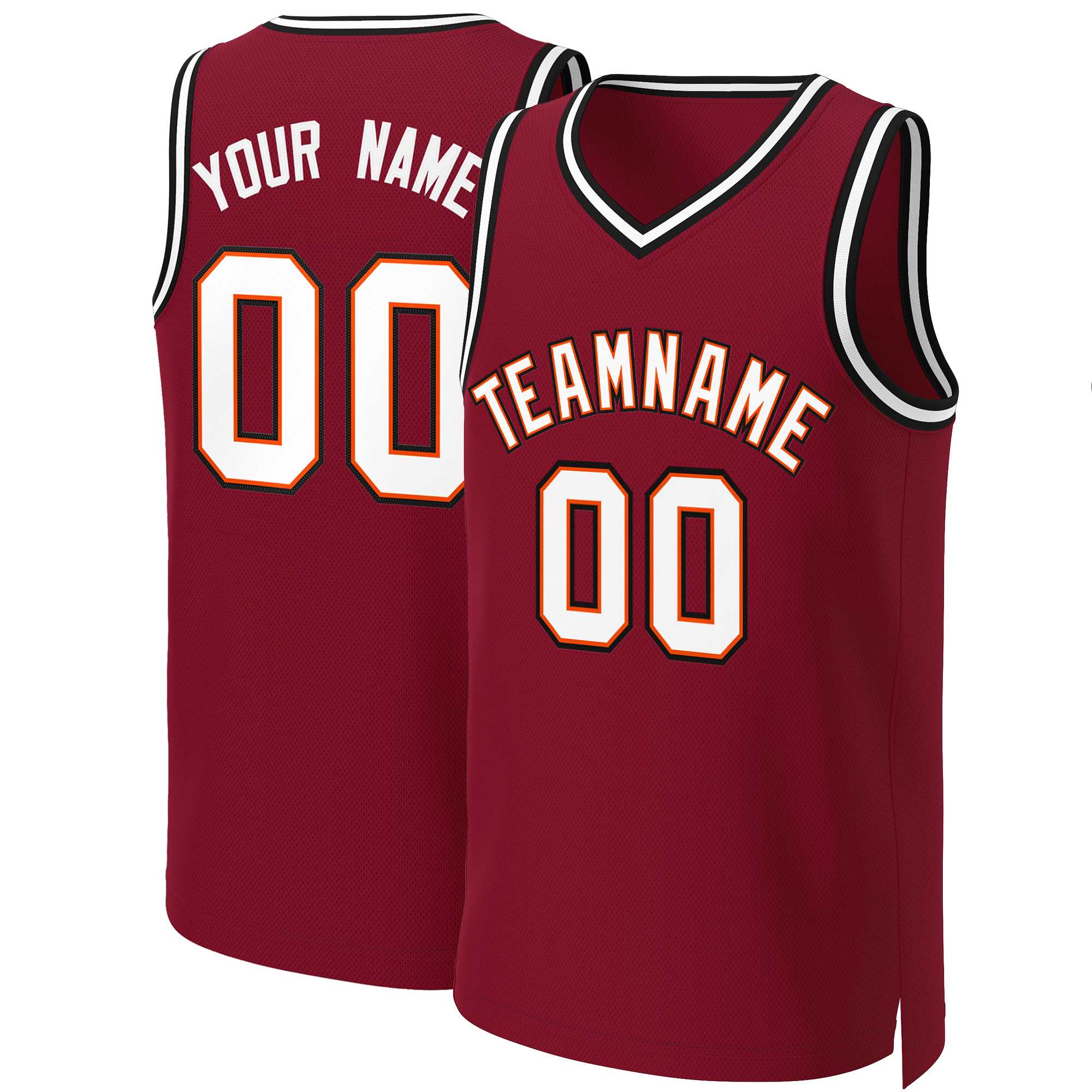 Custom Maroon White-Orange Classic Tops Basketball Jersey