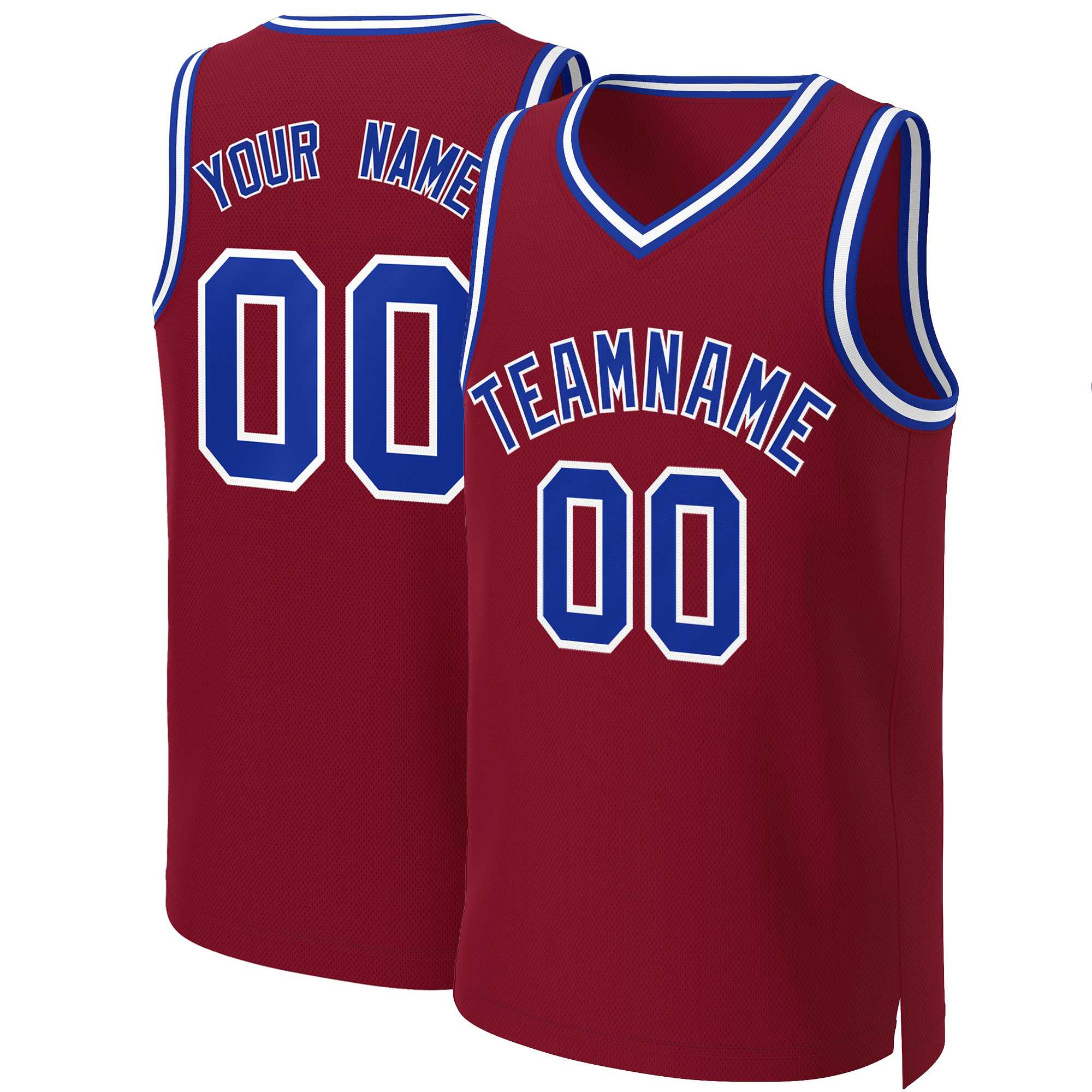 Custom Maroon Royal-White Classic Tops Basketball Jersey