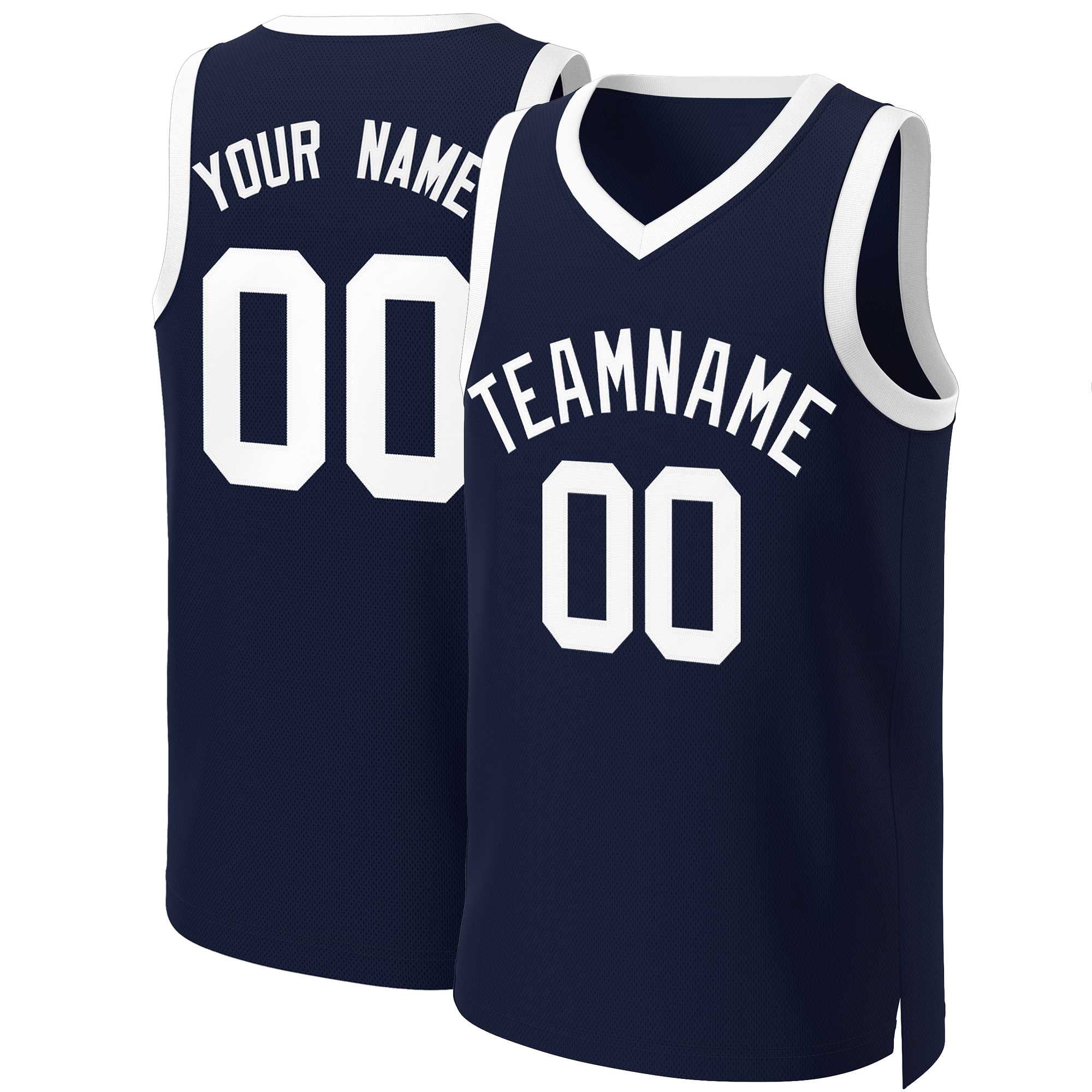 Custom Navy White Classic Tops Basketball Jersey