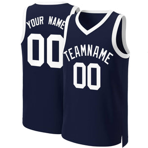 Custom Navy White Classic Tops Basketball Jersey