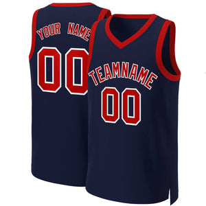 Custom Navy Red-White Classic Tops Basketball Jersey