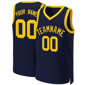 Maillot de basket-ball classique jaune marine personnalisé