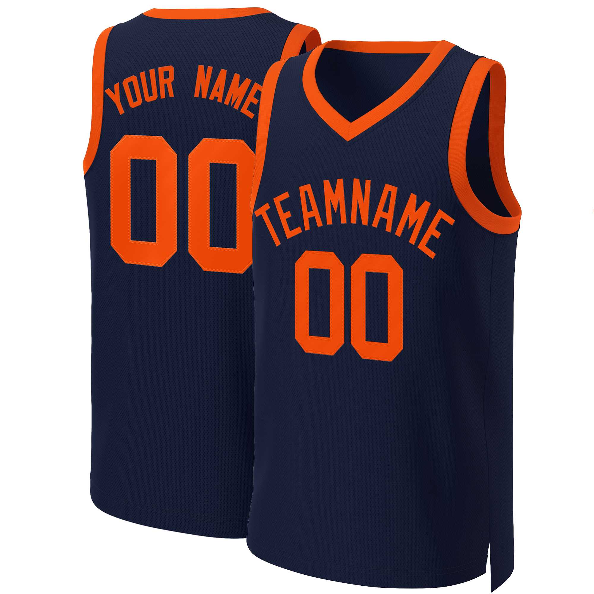 Custom Navy Orange Classic Tops Basketball Jersey