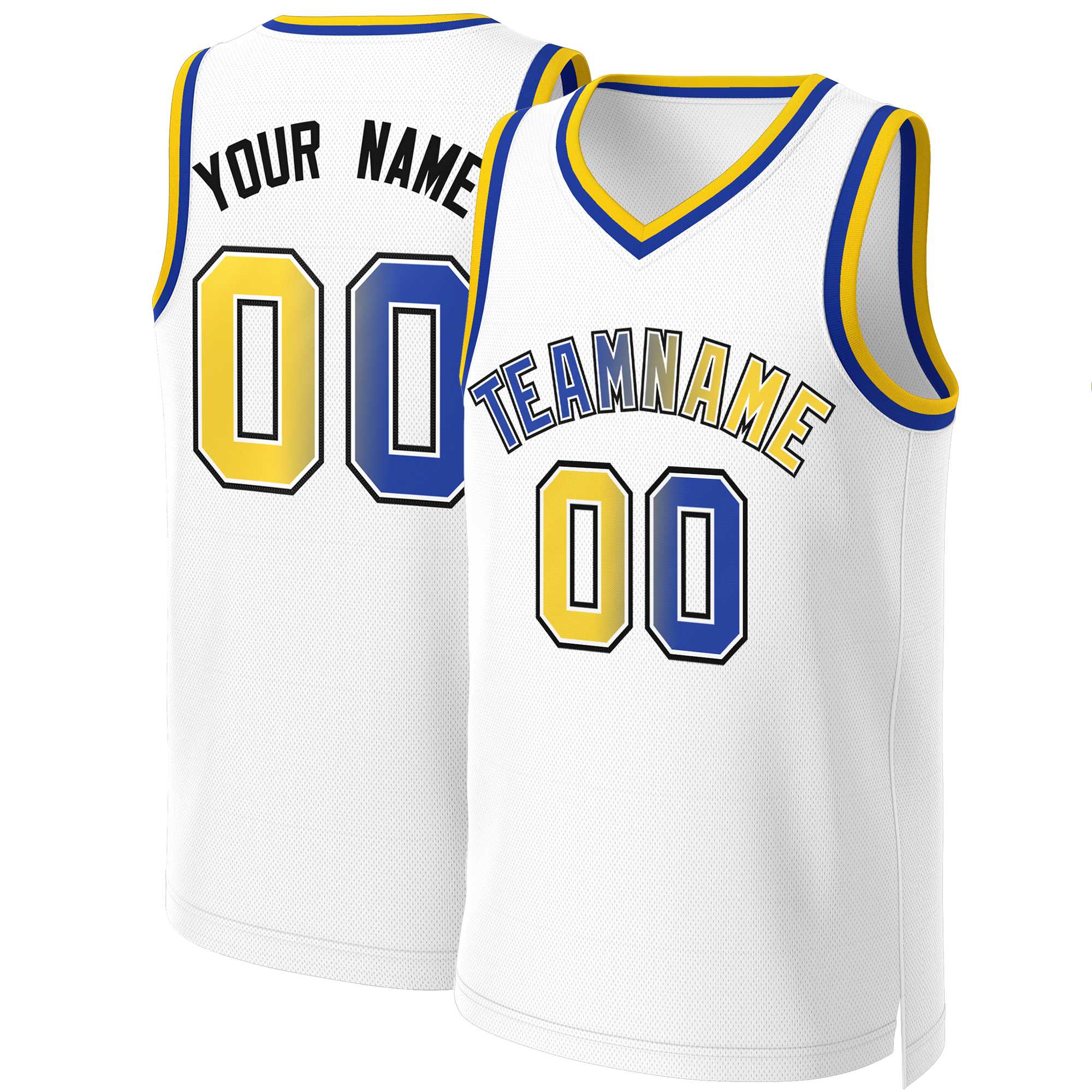 Custom White Royal-White Classic Gradient Fashion Tops Basketball Jersey