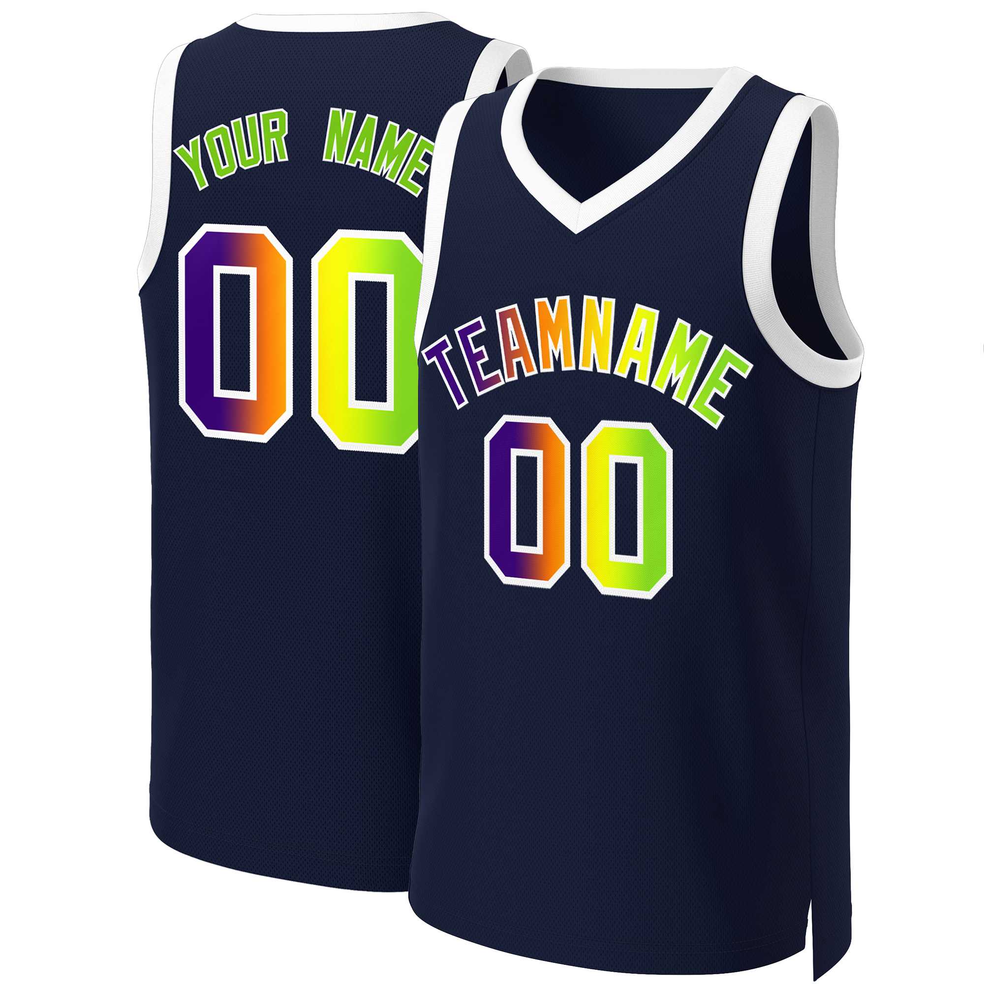 Custom Navy Purple-White Classic Gradient Fashion Tops Basketball Jersey