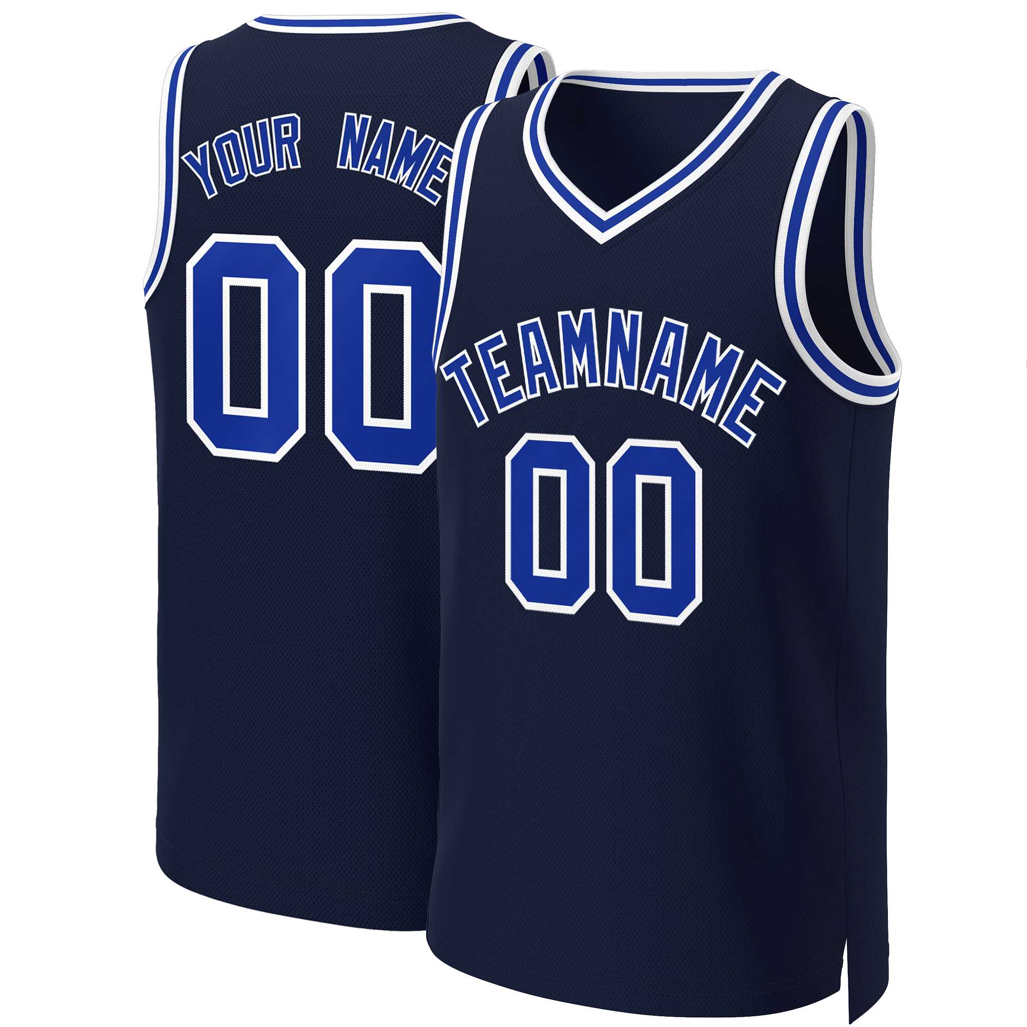 Custom Navy Royal-White Classic Tops Basketball Jersey