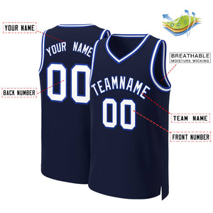 Custom Navy White-Royal Classic Tops Basketball Jersey