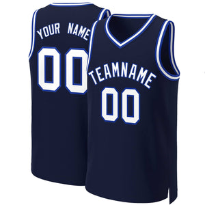 Custom Navy White-Royal Classic Tops Basketball Jersey