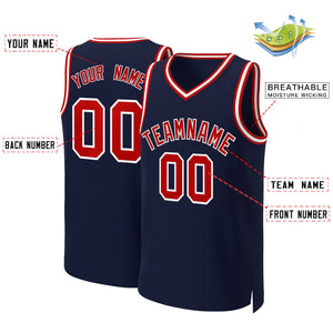 Custom Navy Red-White Classic Tops Basketball Jersey