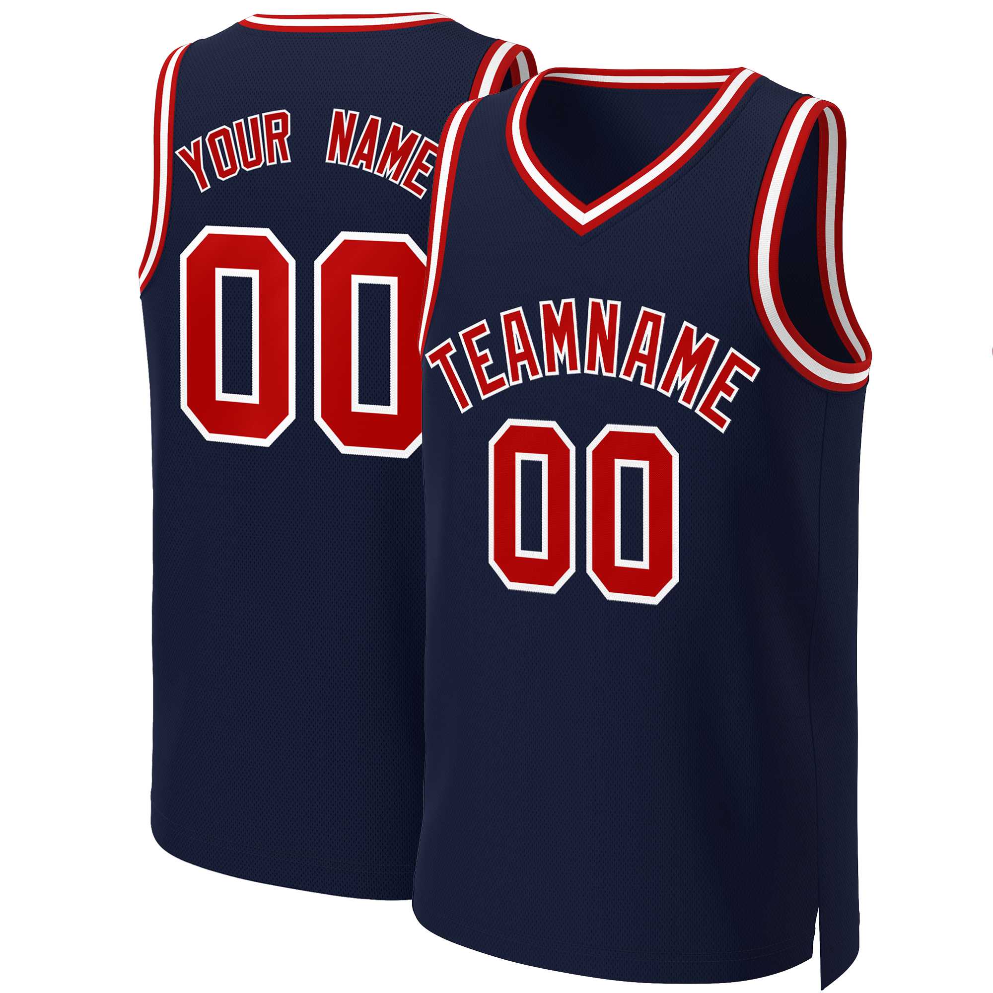 Custom Navy Red-White Classic Tops Basketball Jersey