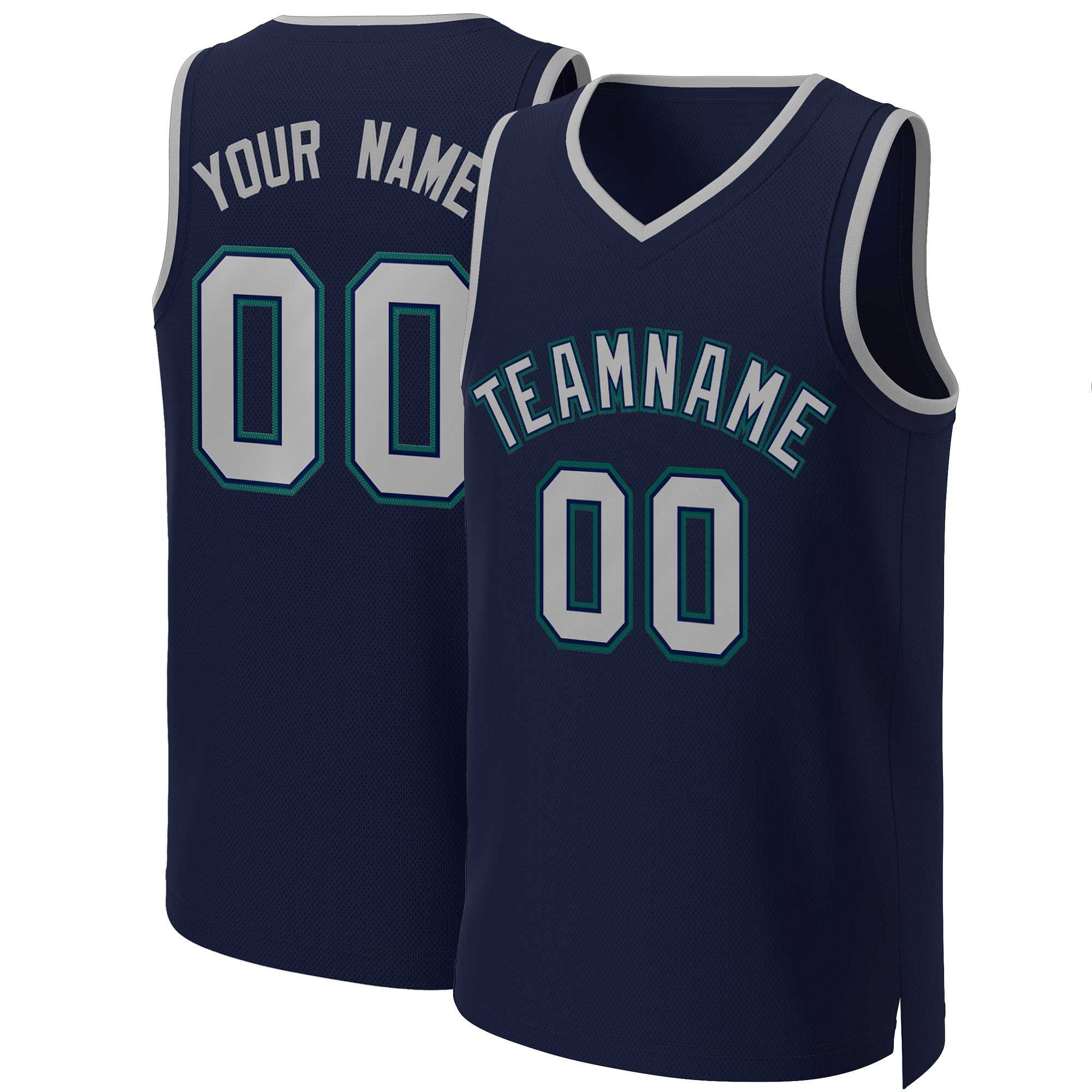 Custom Navy Gray-Navy Classic Tops Basketball Jersey