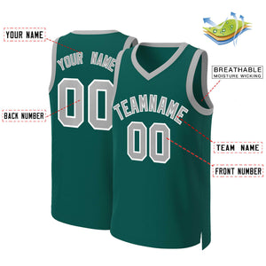 Maillot de basket-ball classique personnalisé gris-blanc Aqua