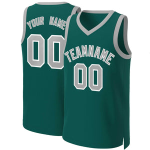 Maillot de basket-ball classique personnalisé gris-blanc Aqua