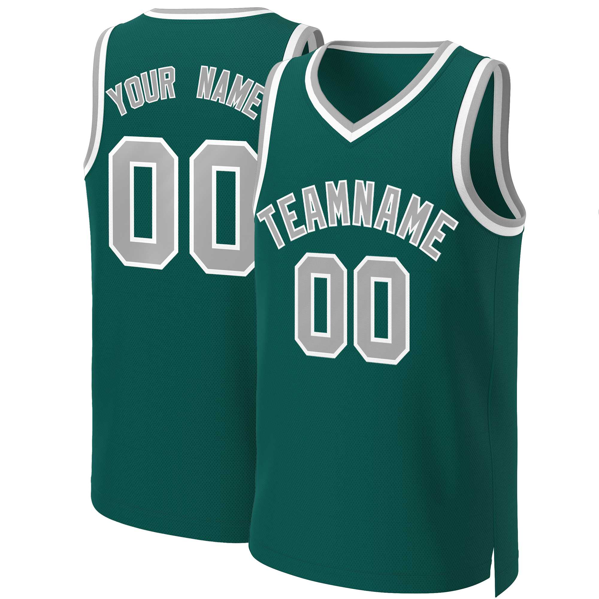 Maillot de basket-ball classique personnalisé gris-blanc Aqua