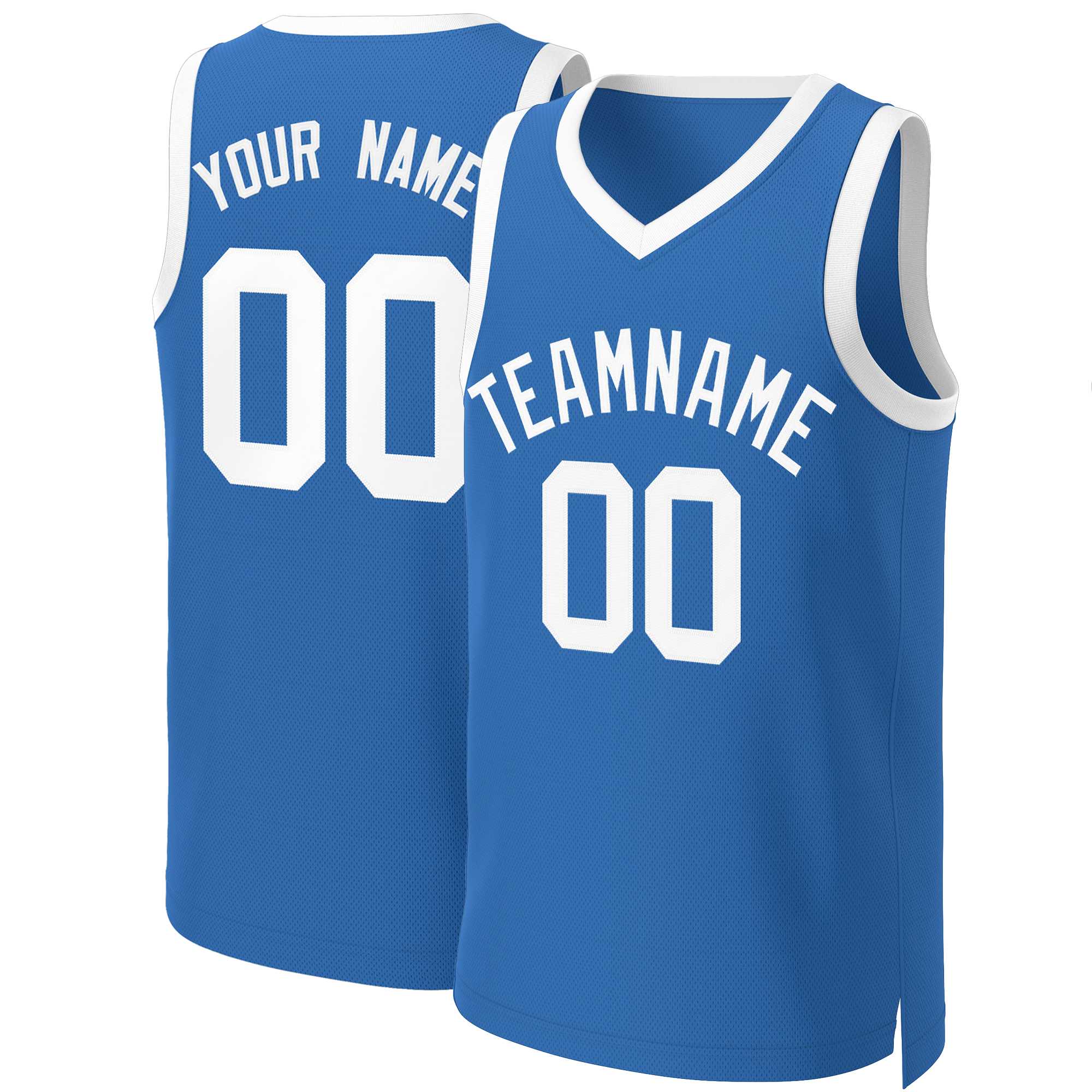 Maillot de basket-ball classique bleu blanc personnalisé