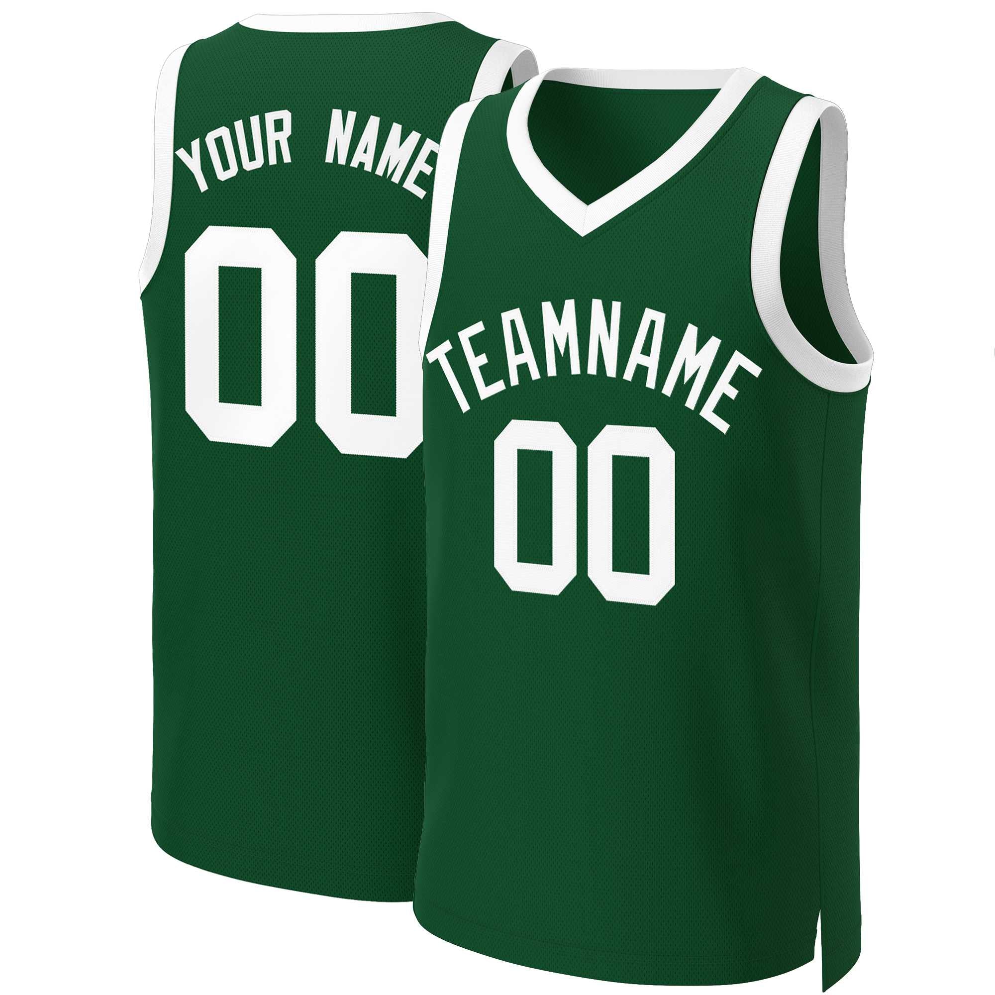 Maillot de basket-ball classique vert et blanc personnalisé