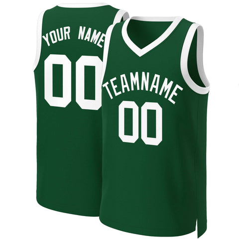 Custom Green White Classic Tops Basketball Jersey