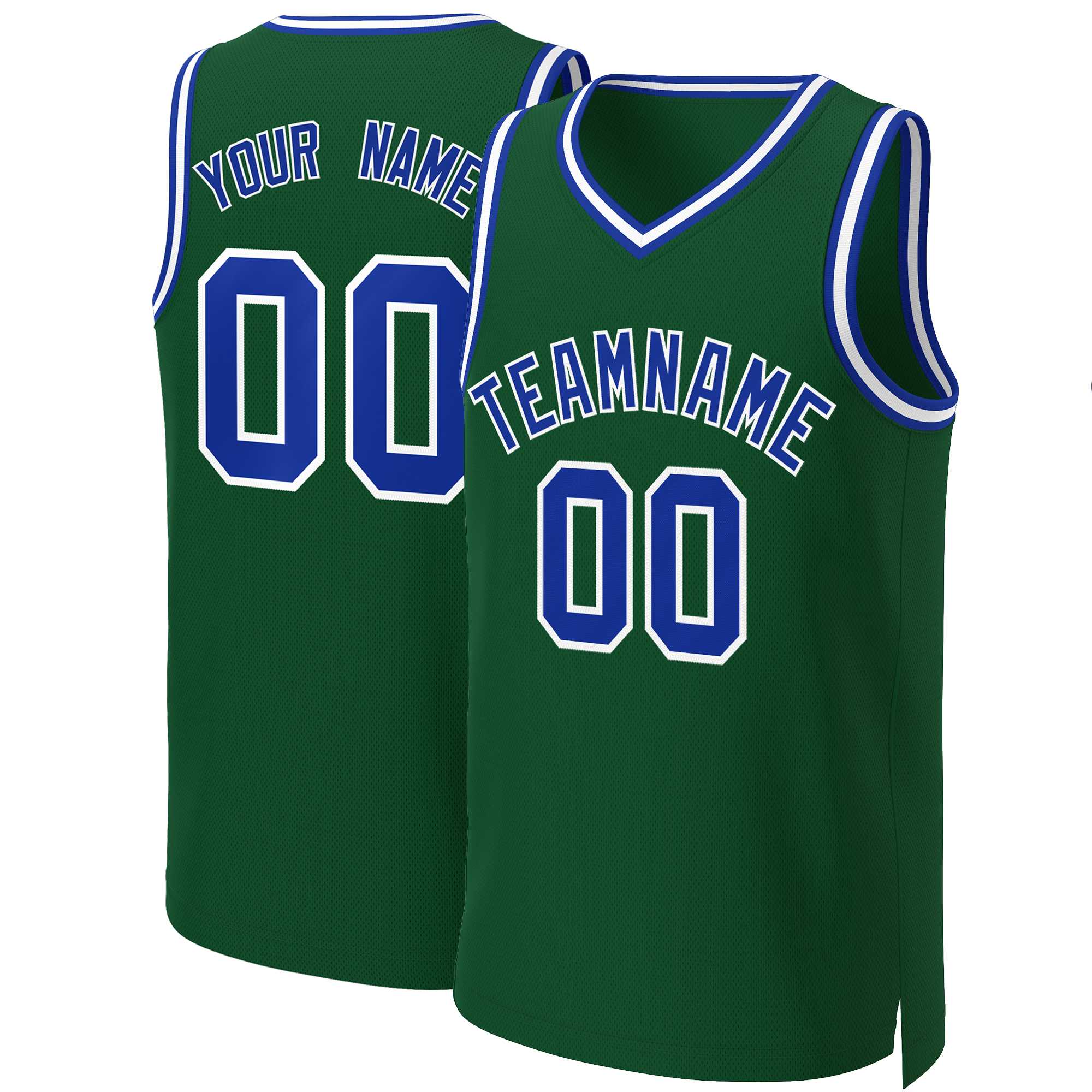 Custom Green Royal-White Classic Tops Basketball Jersey