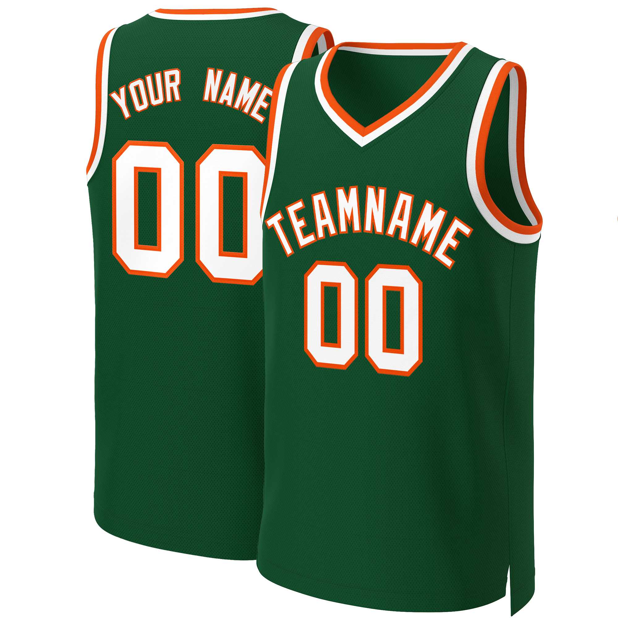 Custom Green White-Orange Classic Tops Basketball Jersey