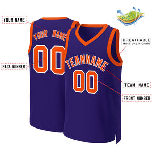 Maillot de basket-ball classique personnalisé violet orange-blanc