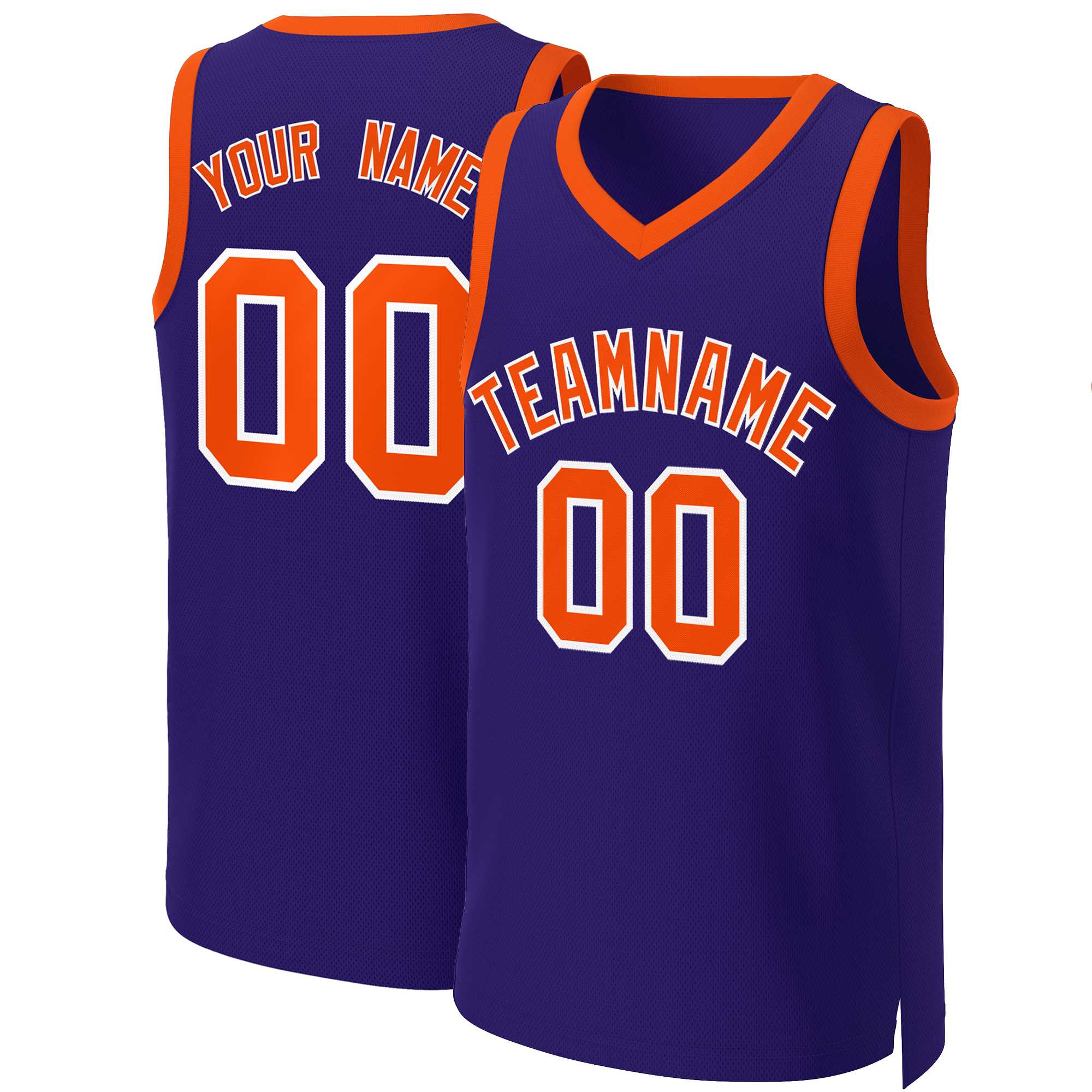 Custom Purple Orange-White Classic Tops Basketball Jersey