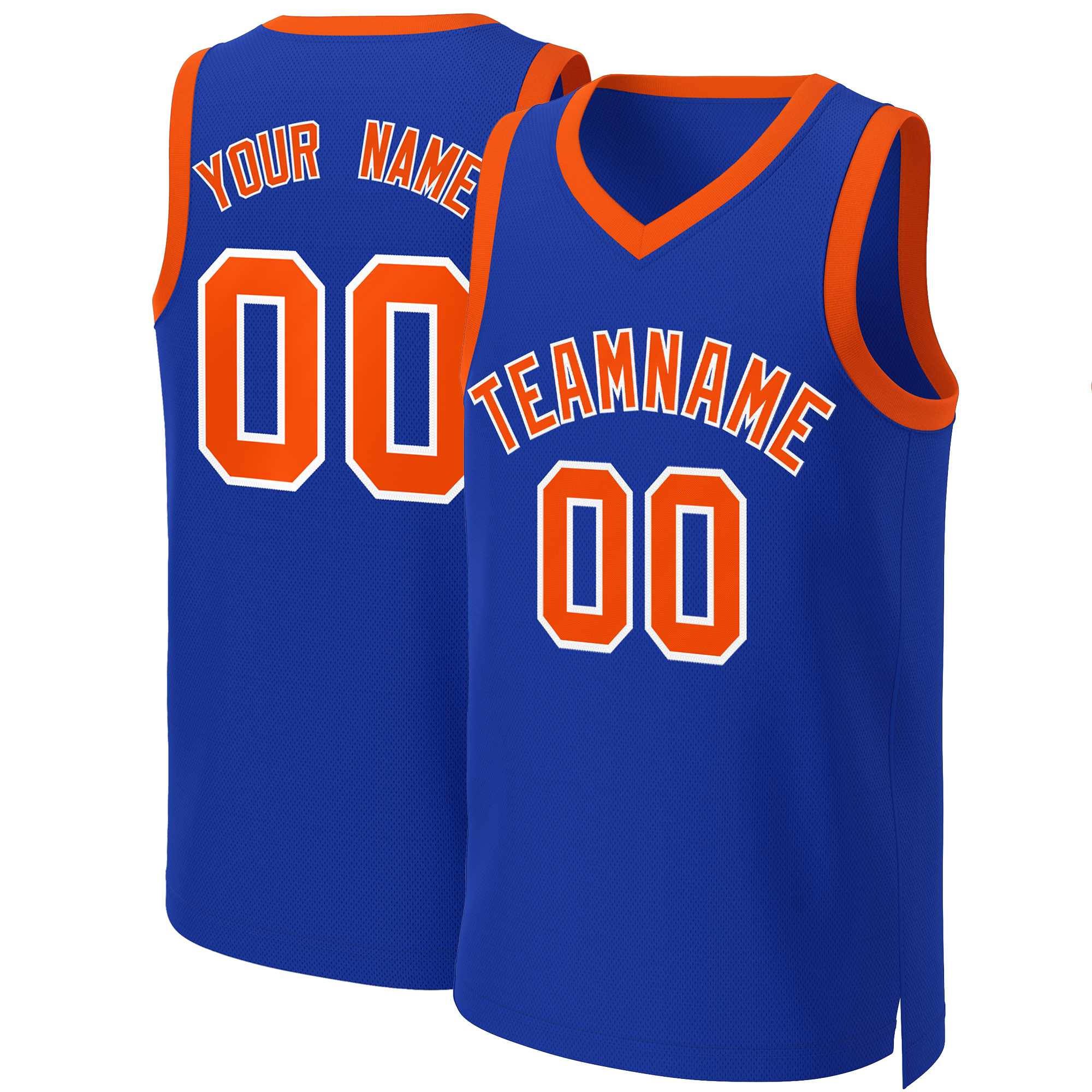 Maillot de basket-ball classique personnalisé Royal Orange-blanc