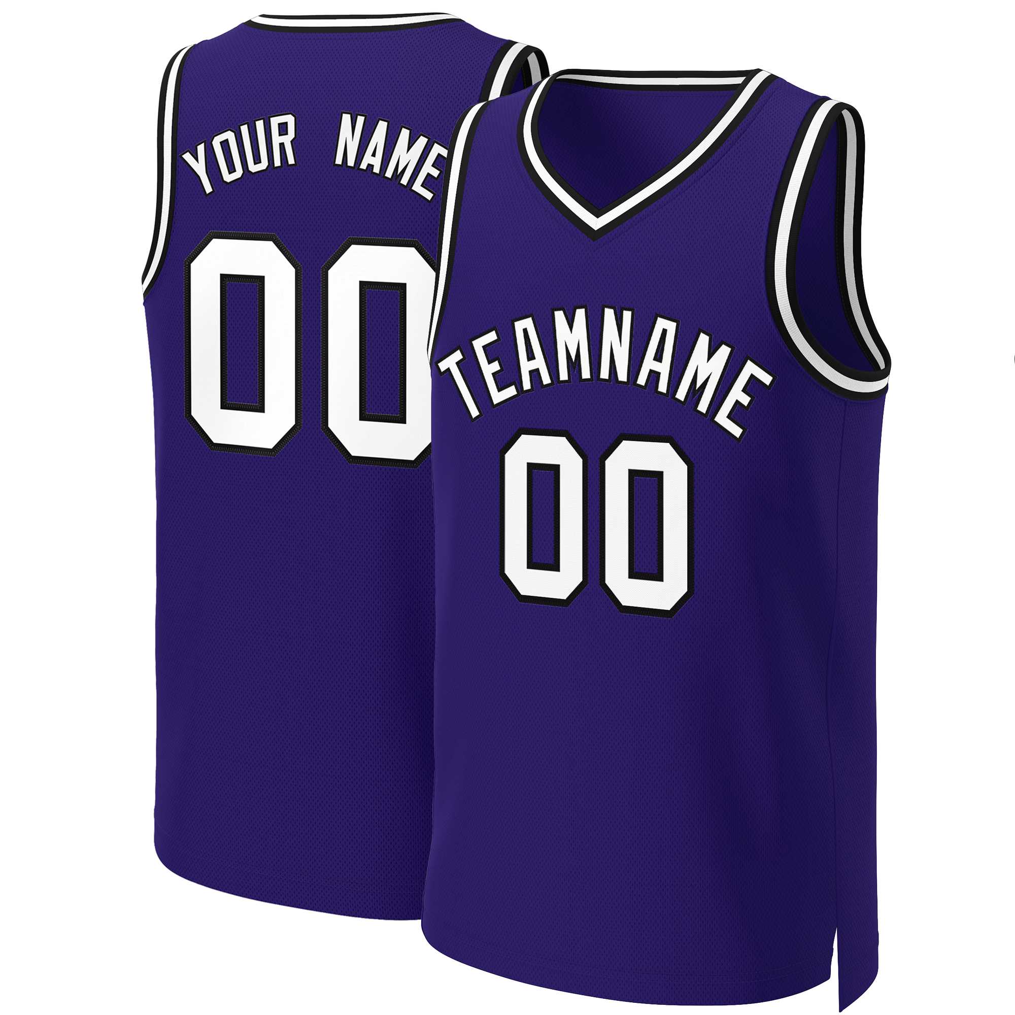 Custom Purple White-Black Classic Tops Basketball Jersey