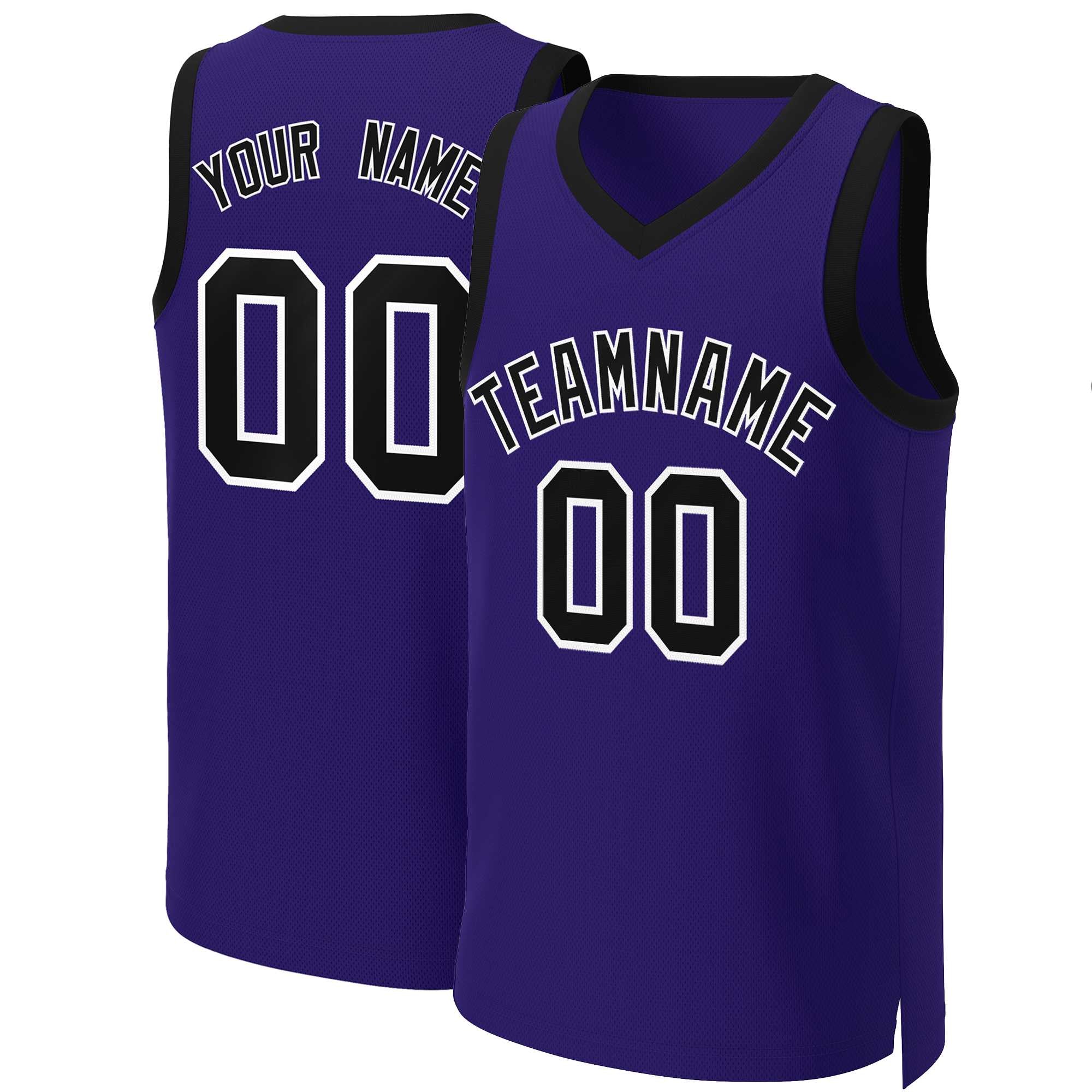 Maillot de basket-ball classique violet noir-blanc personnalisé