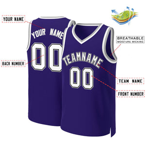 Custom Purple White-Black Classic Tops Basketball Jersey