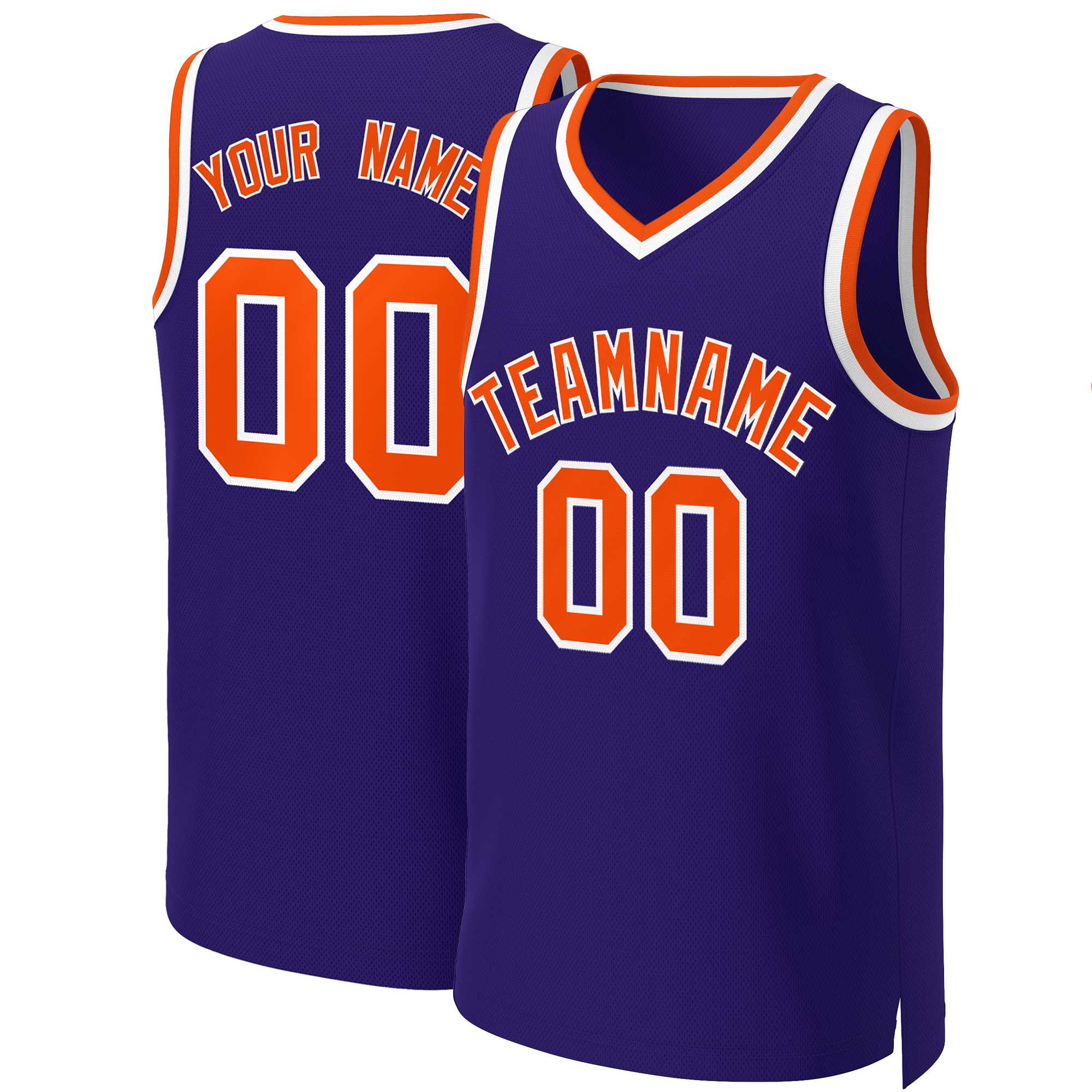 Custom Purple Orange-White Classic Tops Basketball Jersey