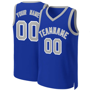 Custom Royal Gray-White Classic Tops Basketball Jersey