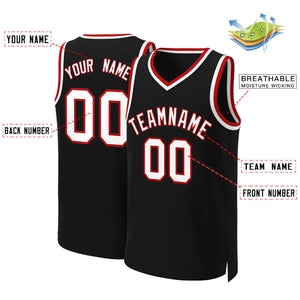 Maillot de basket-ball classique personnalisé noir blanc-rouge