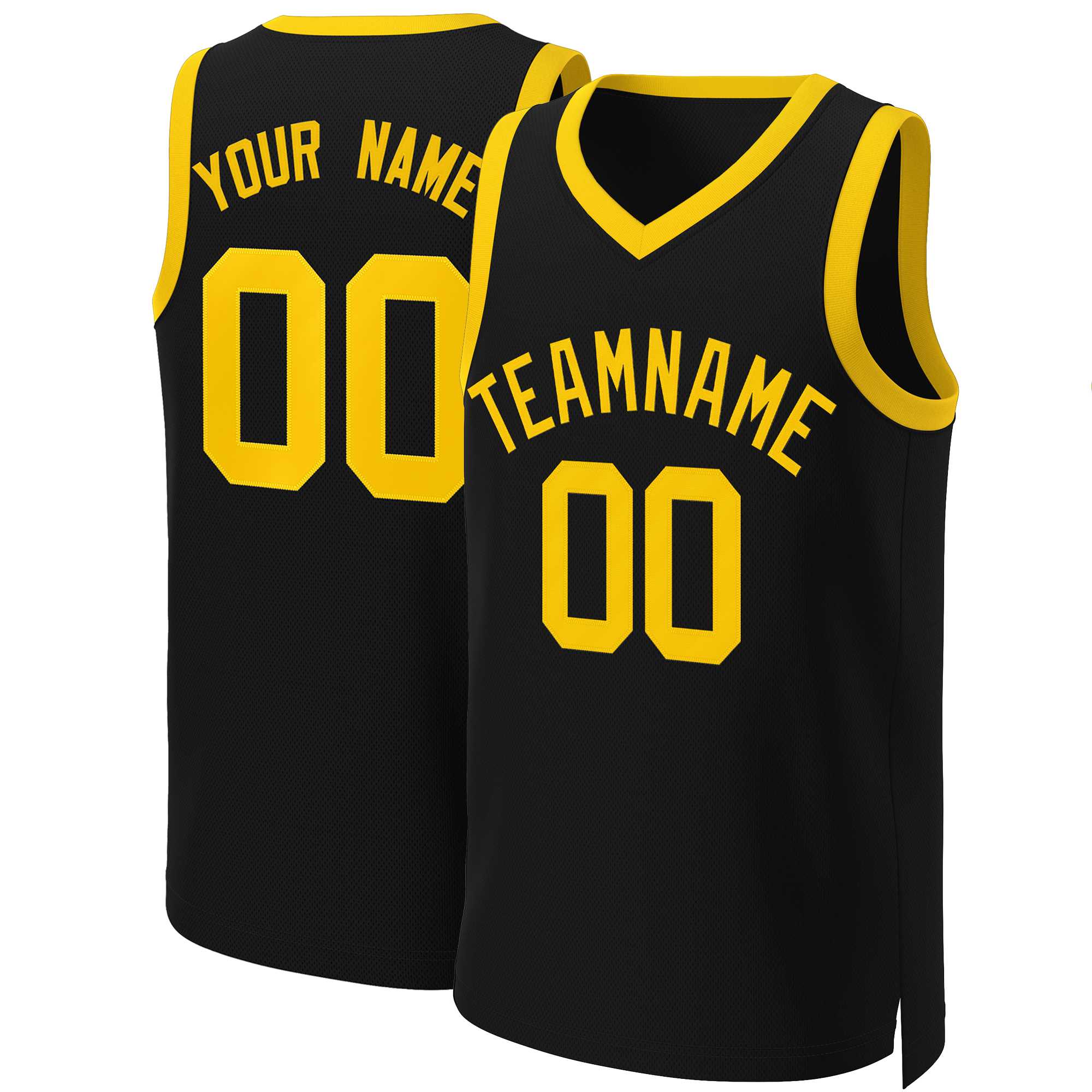 Maillot de basket-ball classique jaune noir personnalisé