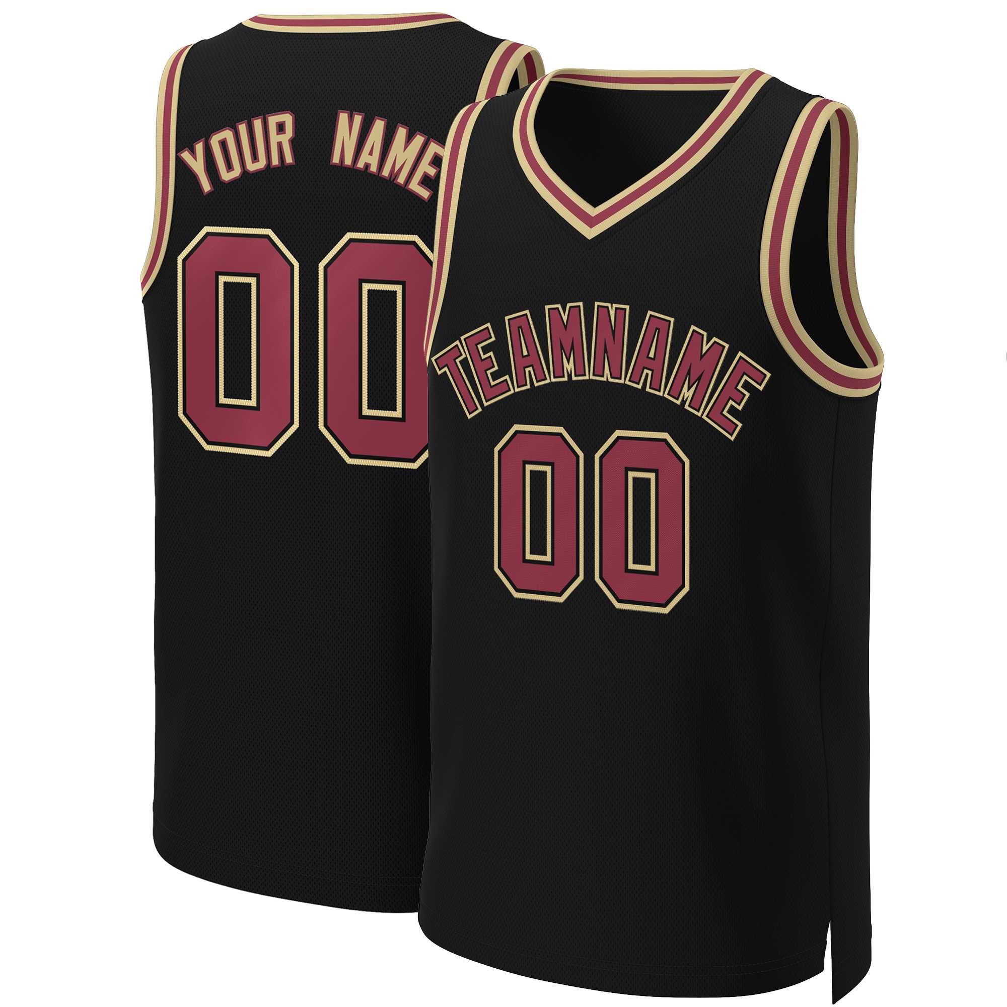 Maillot de basket-ball classique noir marron-noir personnalisé