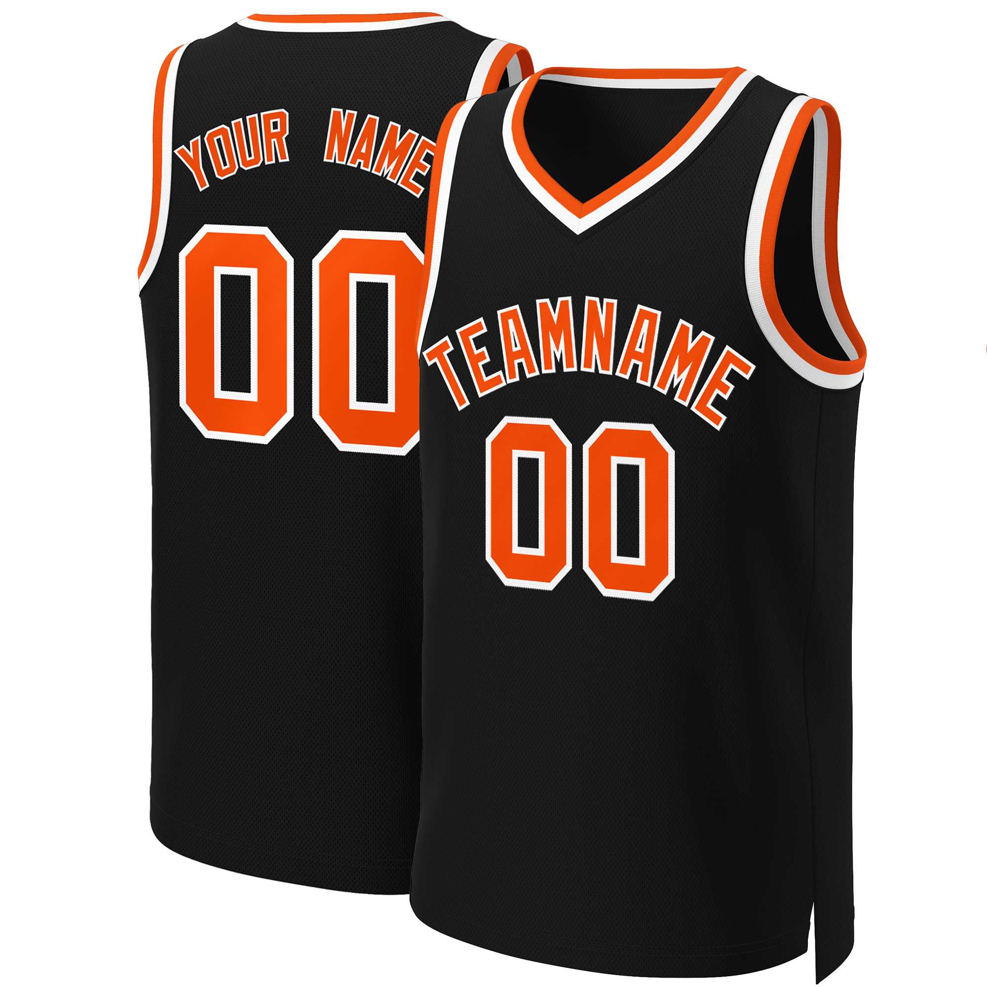 Maillot de basket-ball classique personnalisé noir Orange-blanc