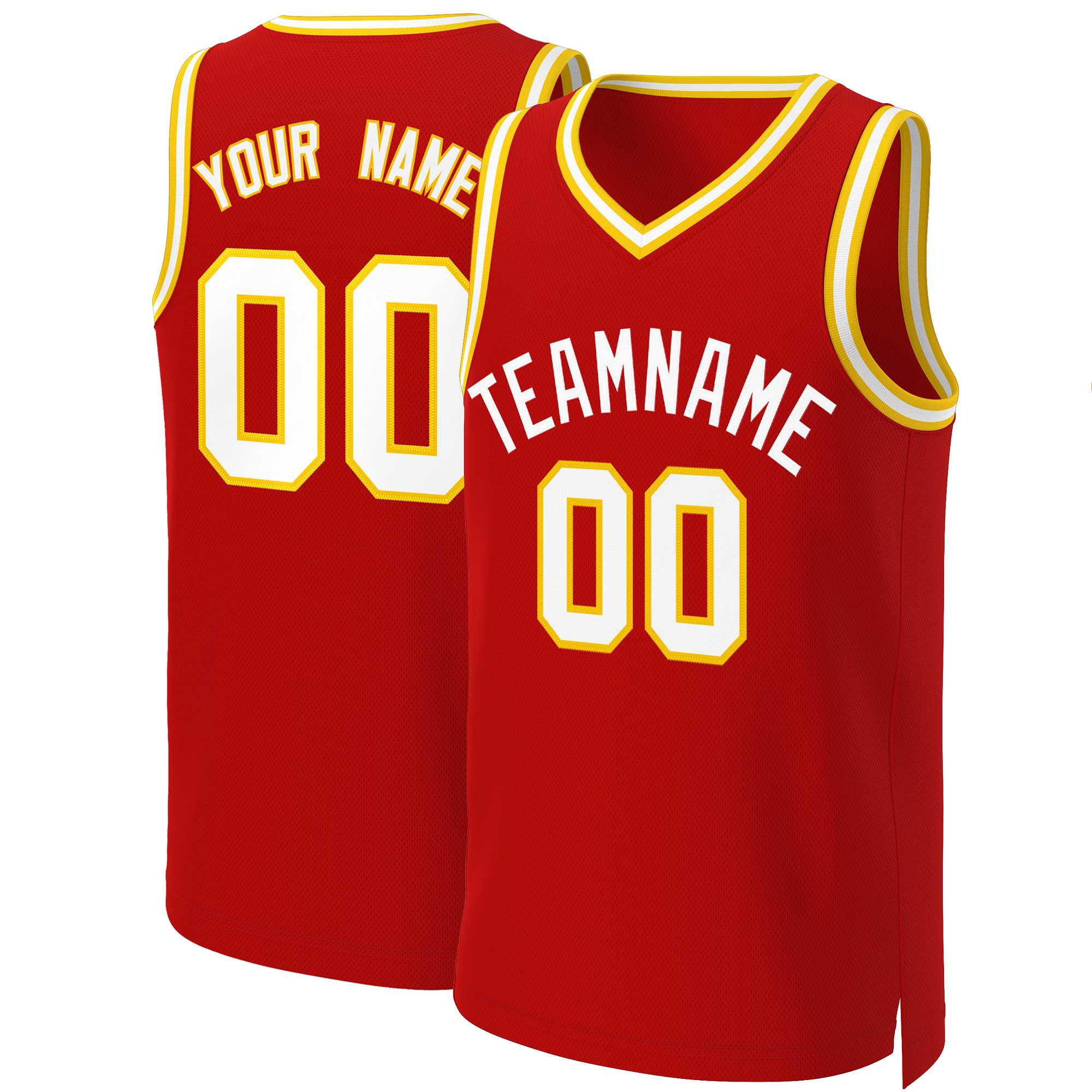 Maillot de basket-ball classique rouge et blanc personnalisé