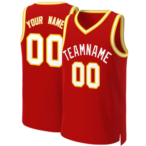 Custom Red White Classic Tops Basketball Jersey