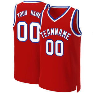 Custom Red White-Royal Classic Tops Basketball Jersey