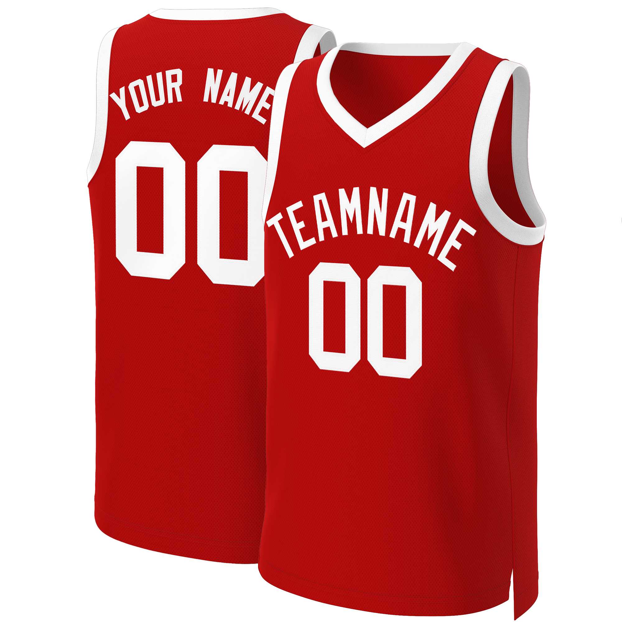 Maillot de basket-ball classique rouge et blanc personnalisé