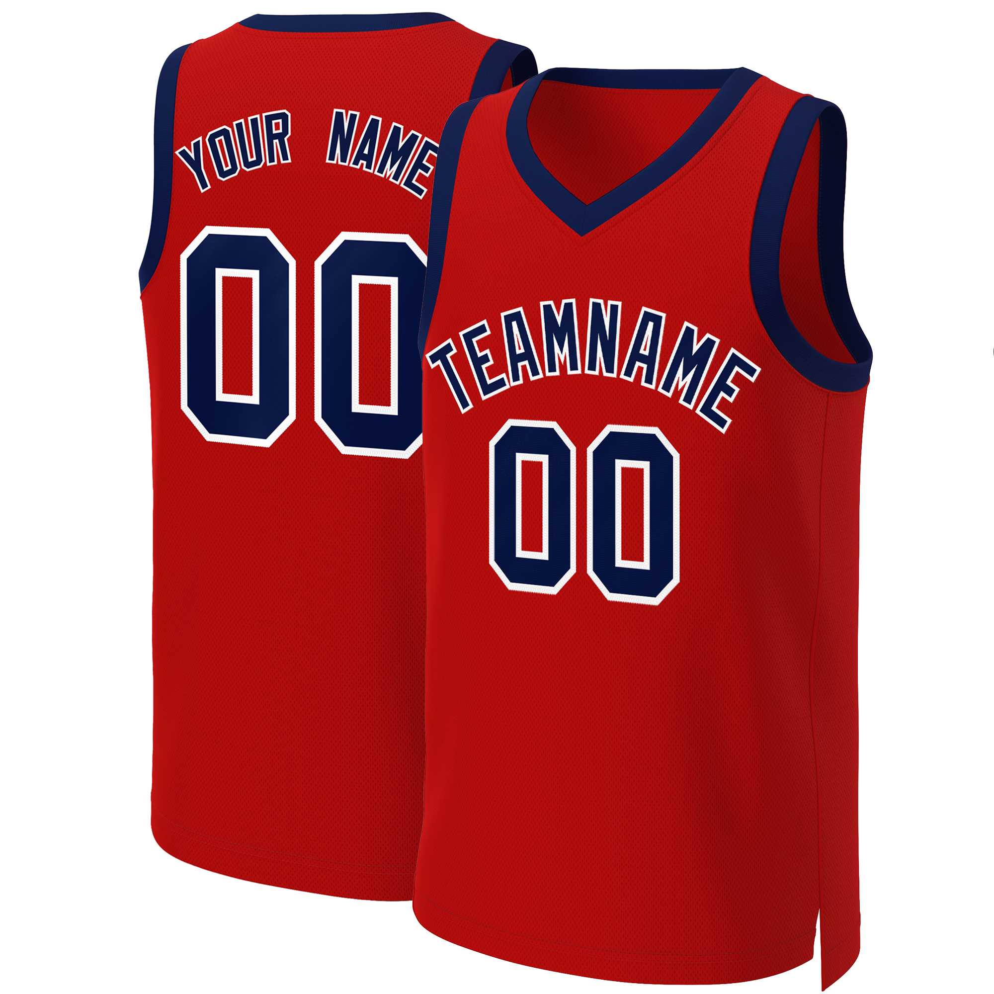 Custom Red Navy-White Classic Tops Basketball Jersey