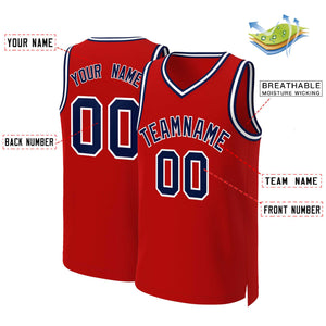 Custom Red Navy-White Classic Tops Basketball Jersey