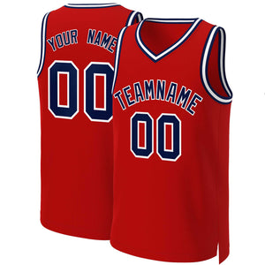 Custom Red Navy-White Classic Tops Basketball Jersey