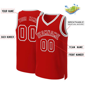 Maillot de basket-ball classique personnalisé rouge rouge-blanc