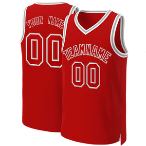 Maillot de basket-ball classique personnalisé rouge rouge-blanc