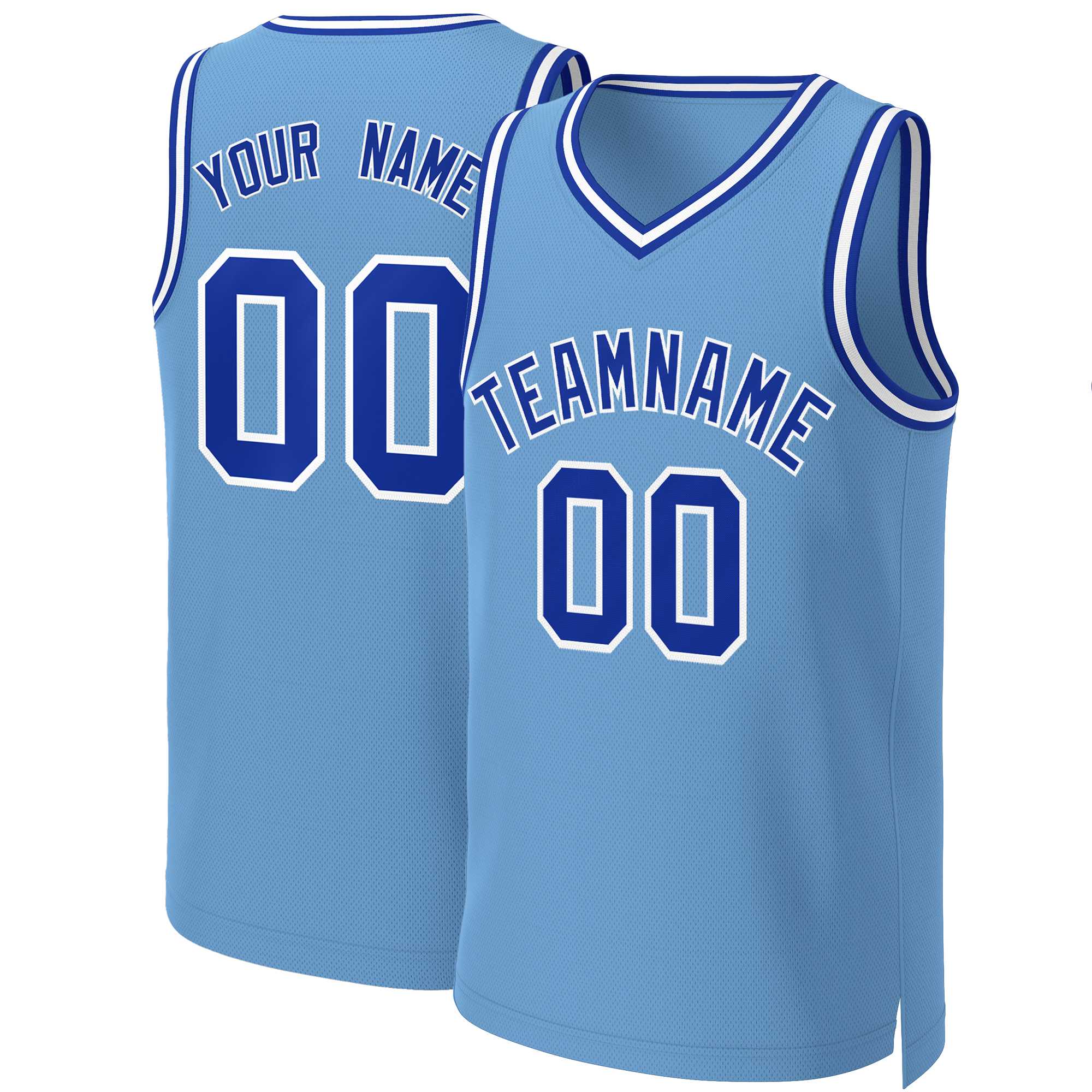 Custom Light Blue Royal-White Classic Tops Basketball Jersey