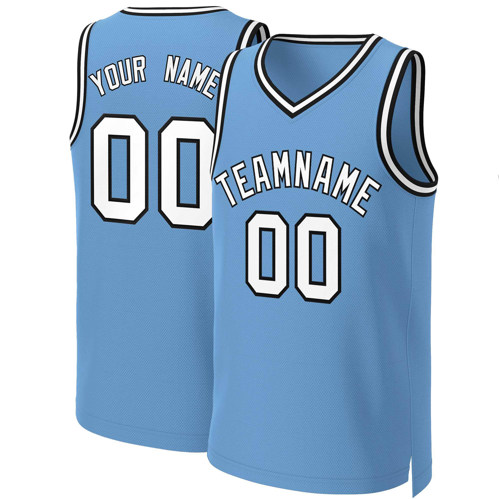 Custom Light Blue White-Black Classic Tops Basketball Jersey