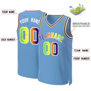 Custom Light Blue Purple-White Classic Gradient Fashion Tops Basketball Jersey